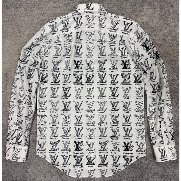 Louis Vuitton Placed Graphic Regular Long Sleeve Monogram Button Up Down Shirt M - Picture 10 of 15